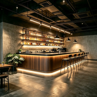Comptoir de bar personnalisé, mobilier de bar à vin commercial, présentoir lumineux LED, comptoir d'accueil pour restaurant, café, pub, bar intérieur, boutique