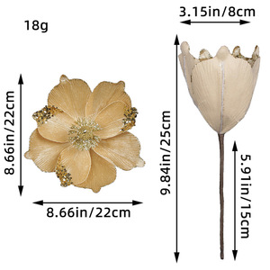 Flores Navideñas Artificiales de Tres Capas con Polvo Dorado, Decoración para Árboles de Navidad, Ramilletes Florales, Accesorios al por Mayor - Product Image 4