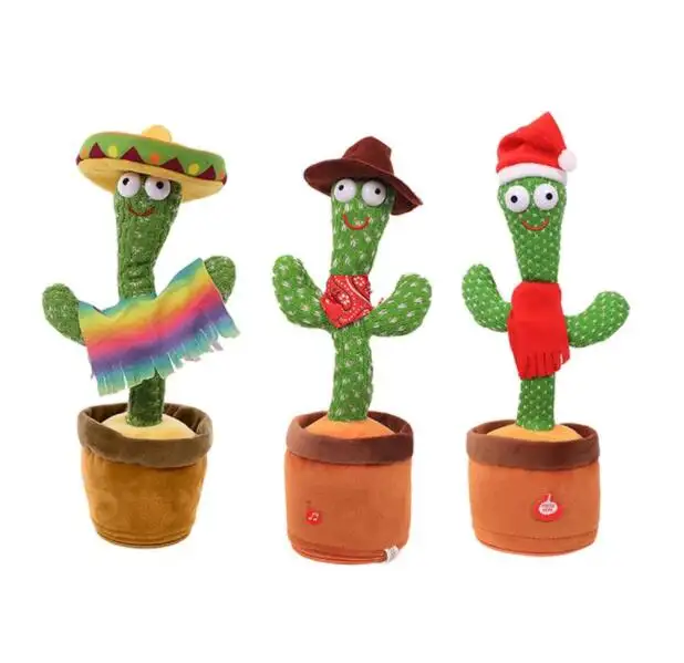Doll Talking Game Singing peluche registrazione musicale arabo <span class=keywords><strong>natale</strong></span> chitarra USB batteria <span class=keywords><strong>giocattolo</strong></span> danza Cactus