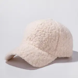 Topi Baseball Hangat, Topi Baseball Bulu Domba Wanita Musim Gugur dan Musim Dingin
