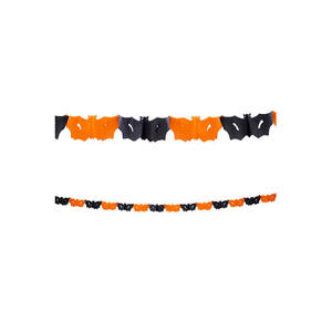 Papel Decorativo para Festival con Diseño de Murciélagos Negros y Naranjas, 13x300cm - Product Image 1