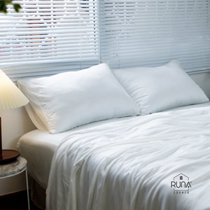 Parure de lit en bambou bio blanc, tissu 60s, qualité supérieure, ensemble 4 pièces : housse de coussin, housse de couette, drap, 300TC, rafraîchissante, écologique - Product Image 3