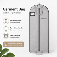Sac à vêtements gris non tissé, anti-poussière, durable, personnalisable, pour voyage et rangement domestique, avec poignées supérieures et inférieures et fenêtre d'identification transparente