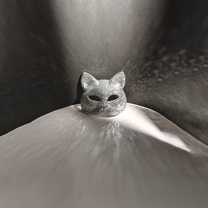 หน้ากากแมวทำด้วยพลอยเทียมหน้ากากครึ่งห่อหน้ากากแฟชั่นงานปาร์ตี้ทำมือวัสดุพลาสติก - Product Image 3