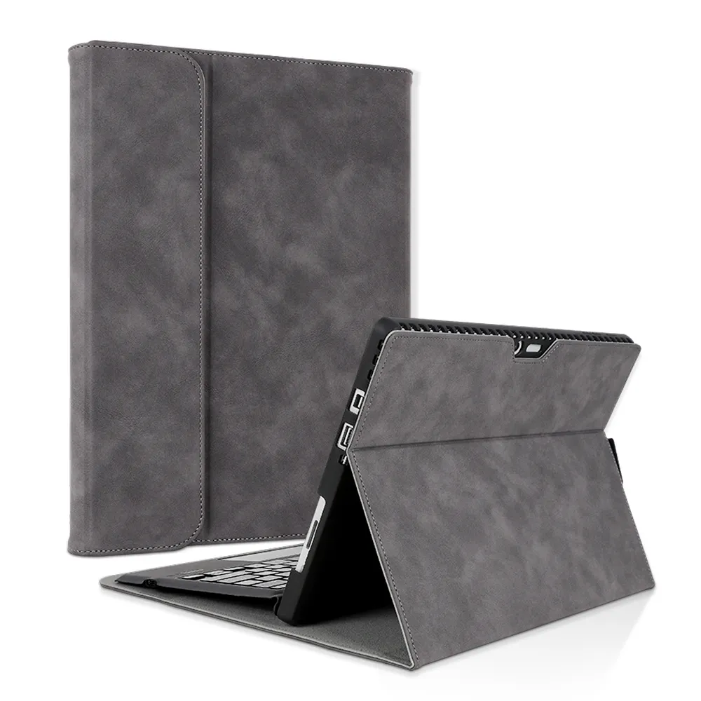 [ Foldable Kickstand ] Breathable 4 Corner Shockproof Leather keyboard Tablet Case For Microsoft Surface pro 9 8