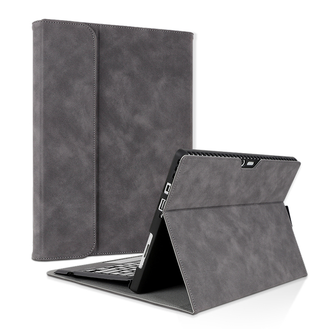 Foldable Kickstand 4 Corner Genuine Leather Keyboard Case for Microsoft Surface Pro 9 8 Shockproof Comfortable Design