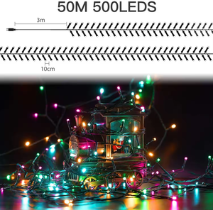 Guirnalda <span class=keywords><strong>de</strong></span> <span class=keywords><strong>Luces</strong></span> LED <span class=keywords><strong>Navideñas</strong></span> para Exteriores, Impermeables IP44, 10M 20M 30M 50M 100M, con Estrellas Decorativas para Fiestas, Color Blanco Cálido - Product Image 5