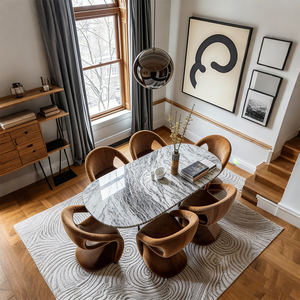 Sedie da Pranzo di Lusso Moderne, Design Scultoreo Unico, Set di Arredamento Minimalista Italiano, Poltrona con Schienale Curvo - Product Image 5