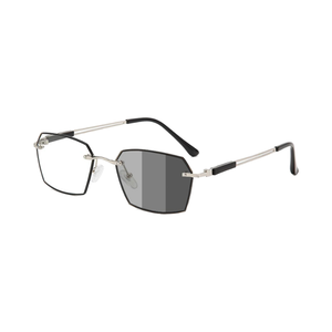 2024 thời trang chống ánh sáng màu xanh photochromic Kính đọc sách cho nam giới không có Vành kính máy tính với khung kim loại bán buôn - Product Image 5