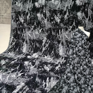 Jsu30033 <strong>2026</strong> New Black and White Floral Cut Marble Jacquard Fabric Dress Fashion Skirt <strong>Material</strong> - Product Image 1