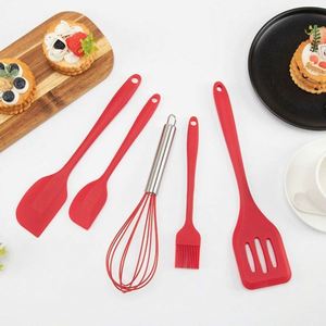 Hot Selling Five-Piece Black Red <b>Silicone</b> Baking <b>Tool</b> Set Cake DIY Decorating Reusable Cross-Border Integrated Kitchenware Oil - Product Image 2