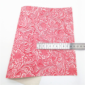 Cuộn Vải Vinyl Giả Da Chạm Khắc Họa Tiết Hoa Nổi Retro Phương Tây 3D Để Làm Túi Xách Ví - Product Image 6