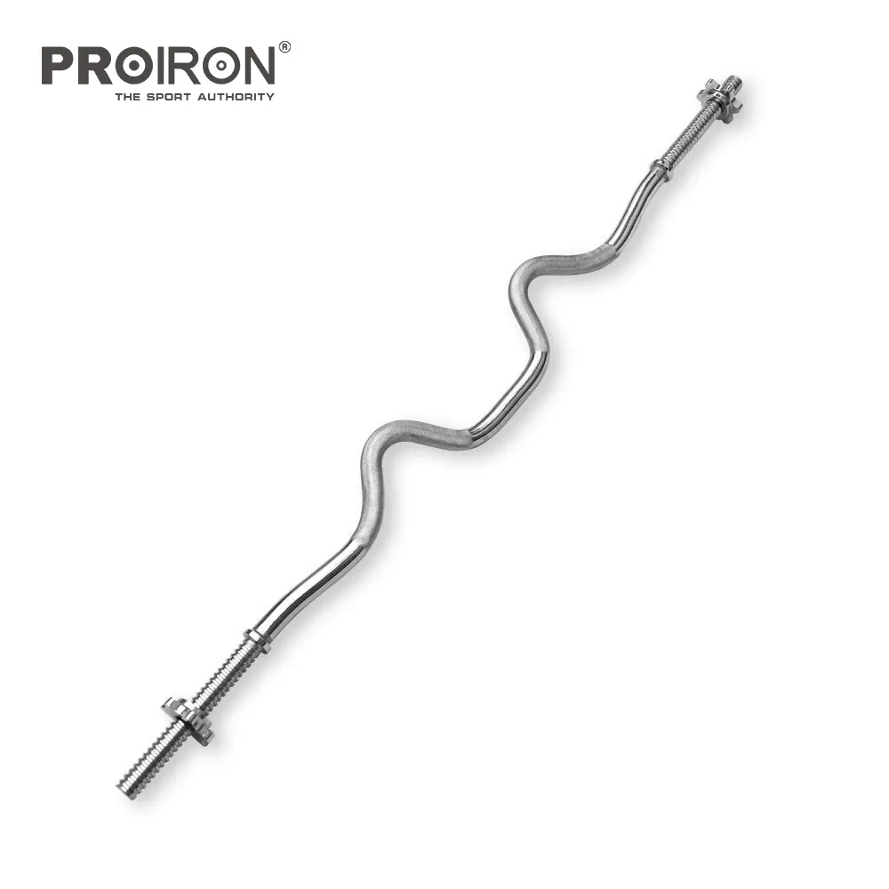 Proiron 47 "Long Agent Want 1" Verchroomd Stalen Krul Bar Spinlock Kragen Gym Losse Gewichten Training Barbell Curl Bar, Barbell Bar