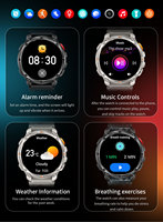 Montre connectée de sport d'extérieur GPS IP67, batterie longue durée 1100 mAh, lampe de poche, boussole, altimètre, modes sportifs multiples pour