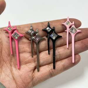 Fornitura di rinfuse metallo diamante stella luce cassa del telefono spazzatura Ipadcase decorazione charm doppia stella Designer Logo fai da te fermaglio per capelli artigianato - Product Image 5