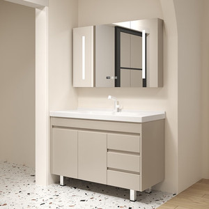Nuevo mueble de baño blanco con espejo LED y lavabo de cerámica integrado - Product Image 3