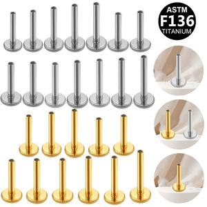 Piercing de lèvre en alliage de titane 8 mm, tige à fond plat avec filetage interne de 1,2 mm, accessoires de remplacement pour bijoux de piercing - Product Image 5