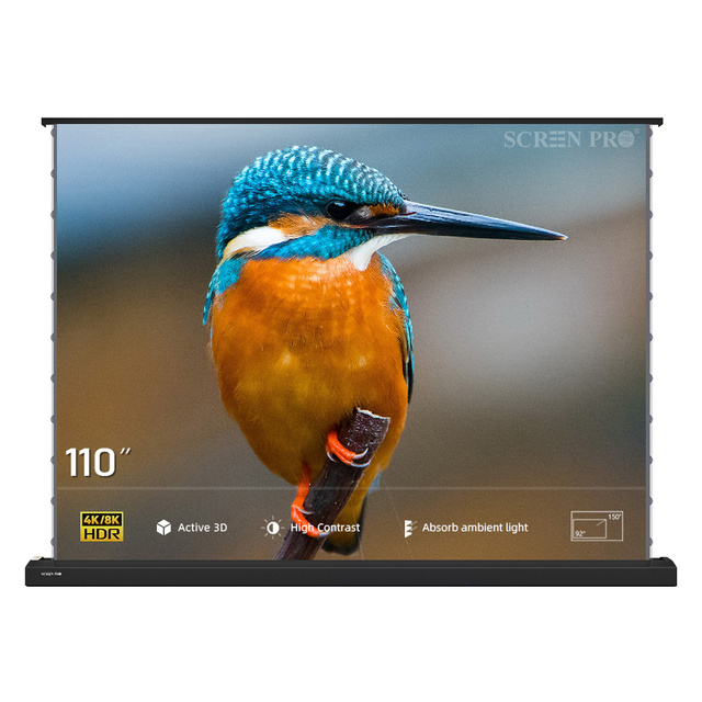 SCREEN PRO 110" Motorized ALR Floor-Rising Projector Screen for Long Throw 4K Home Theater, Electric HD Projection Screen