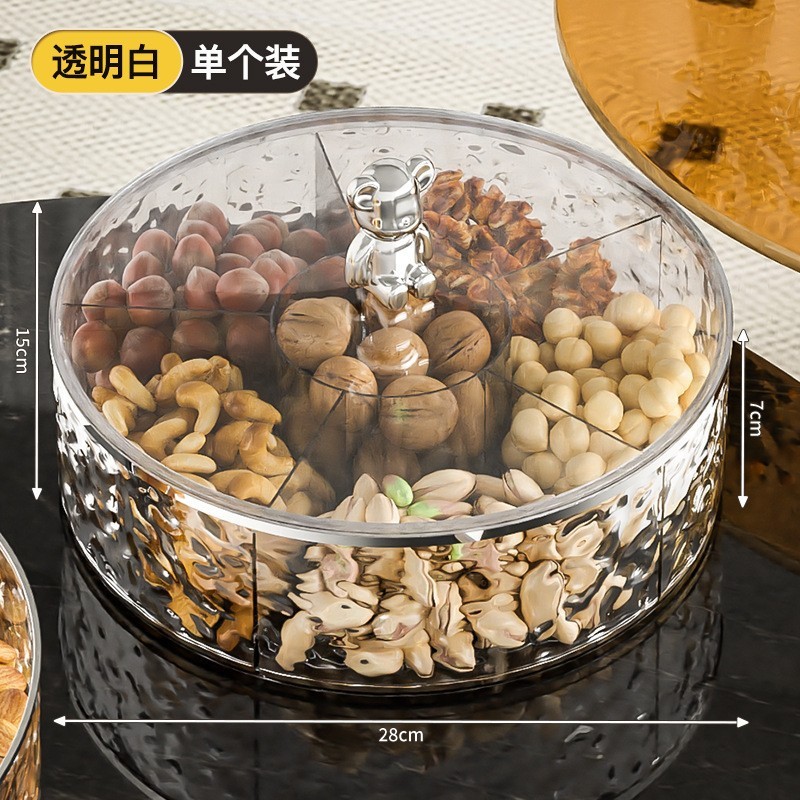 [Transparent White] Single Layer - Bear-Shaped Dried Fruit Platter