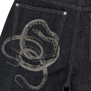 Nueva Moda Vaqueros Negros Japoneses Selvedge Unisex Ajuste Holgado Lavado Y2K Estampado Suave Transpirable Recto Invierno Hip Hop - Product Image 3