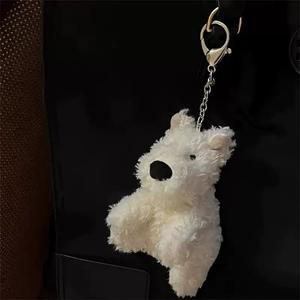 Porte-clés en peluche chien <span class=keywords><strong>Westie</strong></span> brodé, Terrier blanc moelleux, pendentif animal en peluche doux, rembourrage en coton PP, réconfortant, emballé sous vide - Product Image 4