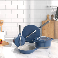 Ensemble de casseroles en aluminium antiadhésif minimaliste professionnel avec couvercle en verre, écologique, facile à nettoyer, pour la maison, l'hôtel, le restaurant, la cuisine