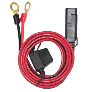 Black And Red 2 Pin Sae Quick Disconnect O Terminals Cable with Fuse Cover Protect