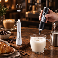 Mixeur à main rechargeable à 3 vitesses, 8000 tr/min, mousseur à lait en acier inoxydable, mini mousseur à café électrique portable pour la cuisine