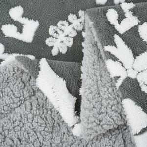 Custom Sherpa <b>Throw</b> Blanket for Couch <b>Grey</b> Snowflakes Blanket, Premium Microfiber,Soft Touch, Plush Fluffy, Warm Cozy - Product Image 5