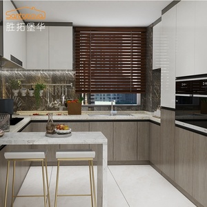 Decoración de interiores, <span class=keywords><strong>en</strong></span> forma de U de diseño de cocina de grano de madera de Australia apartamento moderno del Gabinete de cocina - Product Image 6
