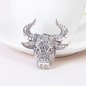 Broche de cabeza de toro chapado en oro para hombre y mujer, broche Vintage, Animal del zodiaco chino, buey, Unisex - Product Image 5