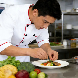 <b>Chef</b> Uniforms Short Sleeve White With Red Trim Cotton Workwear For Restaurants And Kitchens - Product Image 4