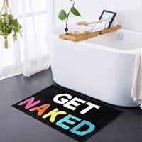Alfombra de Baño Divertida y Bonita de Poliéster con Diseño FIGOO-OEM, Alfombra de Baño Afelpada con Diseño de 'Get Naked'