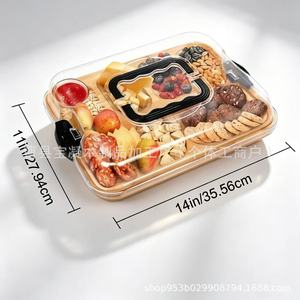 Bamboo Food <b>Tray</b> 4-7 Compartments Rectangle Solid Wood Cheese Cutting Board For Hotel Restaurant Picnic Use - Product Image 3