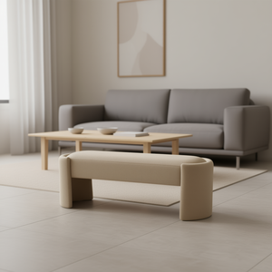 Sgabelli da banco e pouf Beige eleganti e semplici a forma lunga - Product Image 2