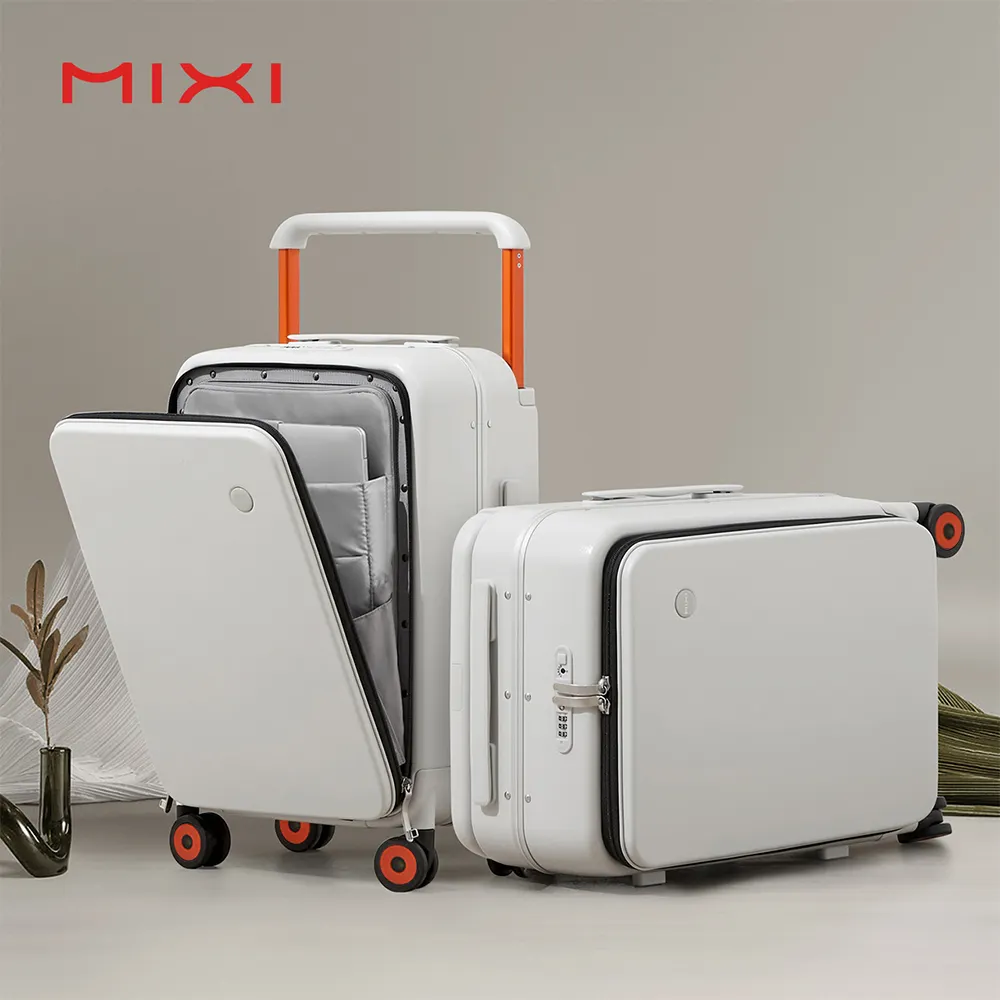 Mixi luxury latest designed aluminum silent wheel trolley suitcase business travel luggage set multi-functional suitcase