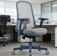La chaise de bureau exécutive entièrement en mesh, conçue de manière ergonomique, est dotée d'un soutien lombaire réglable et d'une fonction de rotation.
