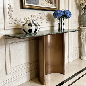 Table console de luxe italienne, base en métal doré, surface en pierre, étroite, pour l'entrée, le couloir, <span class=keywords><strong>meuble</strong></span> de présentation - Product Image 4