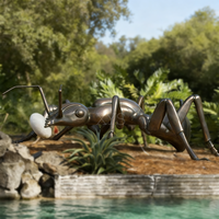 Sculpture en bronze personnalisable de fourmi portant un objet, style dessin animé réaliste, pour la décoration de parcs et de jardins