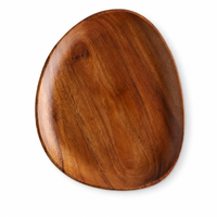 Assiette en bois d'acacia irrégulier, plateau de service en bois naturel pour dessert, plateau en bois fait main, adapté aux aliments, pour la cuisine