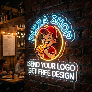 Enseigne néon personnalisée, logo lumineux pour pizzeria, décoration murale LED, affichage lumineux pour devanture de magasin, signalétique lumineuse pour restaurants - Product Image 1