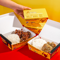 Boîte d'emballage alimentaire pliable en carton pour frites et poulet, avec logo personnalisé, pour emporter