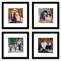 Set Bingkai Foto Hitam 12x12 Persegi dengan Alas untuk Memajang Foto 8x8 atau 12x12 Tanpa Alas Bingkai Foto