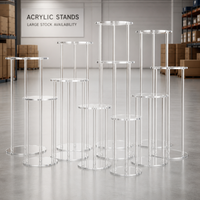 Soporte de Flores Acrílico Transparente en Forma de Cilindro, Alto, de Cuatro Postes, Centro de Mesa para Bodas, Florero de Piso, Exhibidor para Eventos, Venta al Por Mayor