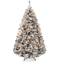Sapins de Noël artificiels floqués blancs de haute qualité, pré-éclairés par LED, grands sapins de Noël LED pour extérieur