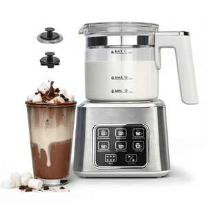 Espumador de <span class=keywords><strong>Leche</strong></span> Eléctrico 6 en 1 de Vidrio Grande, <span class=keywords><strong>Calentador</strong></span> de <span class=keywords><strong>Leche</strong></span> de Alta Calidad para Preparar Café - Product Image 1