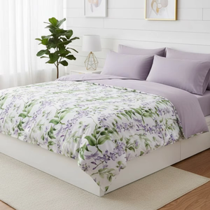 Printed Lavender Bedding <b>Set</b> 100% Cotton Soft Bed Linen Floral <b>Comforter</b> Cover <b>Set</b> OEM Home Textile Factory - Product Image 1