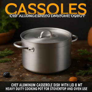 Casseruola in alluminio Chef con coperchio da 8 litri, pentola resistente per uso su fornello e forno - Product Image 3