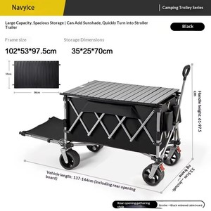 Navyice Rear Opening Camping Wagon 650L Capacity Pro Dual Push Pull Handle Q195 Steel Frame 40HQ FCL Bulk Wholesale - Product Image 4