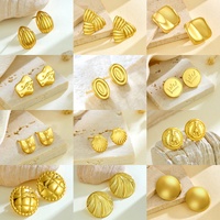 Vente en gros de boucles d'oreilles bon marché à la mode boucles d'oreilles en graine de melon stéréo exagérées boucles d'oreilles en acier inoxydable plaqué or pour femmes